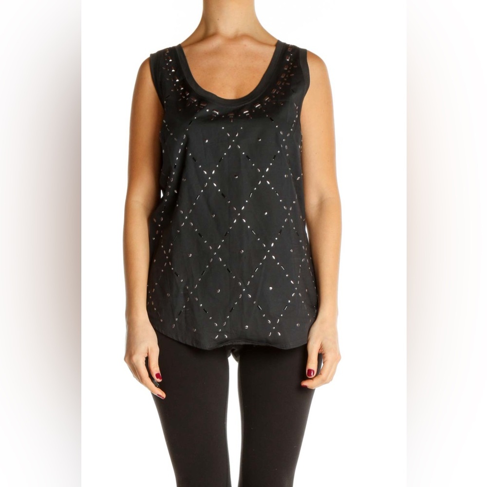 NWT J.crew Studded Metallic Tank Top In Dark Charcoal Sz medium